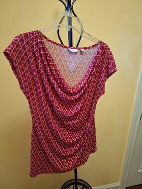 New York & Company Red/White Medium Women's Top